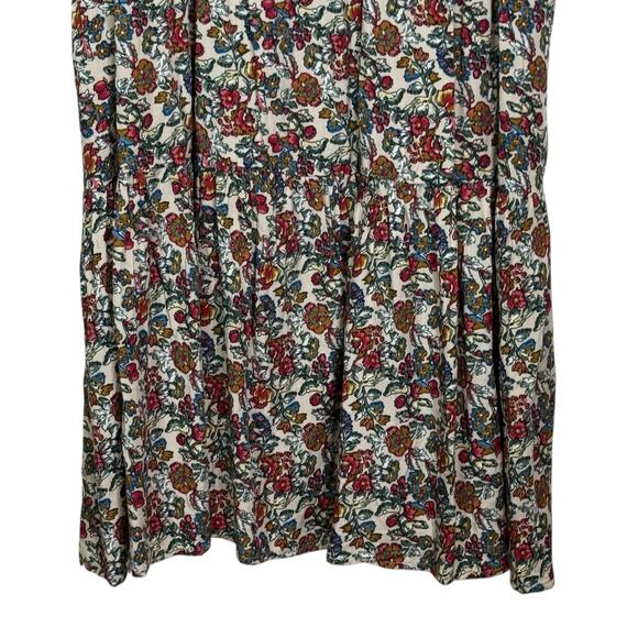Natural Life Size Large Floral High Neck Tie Back Open Back Tiered Mini Dress - Picture 4 of 7